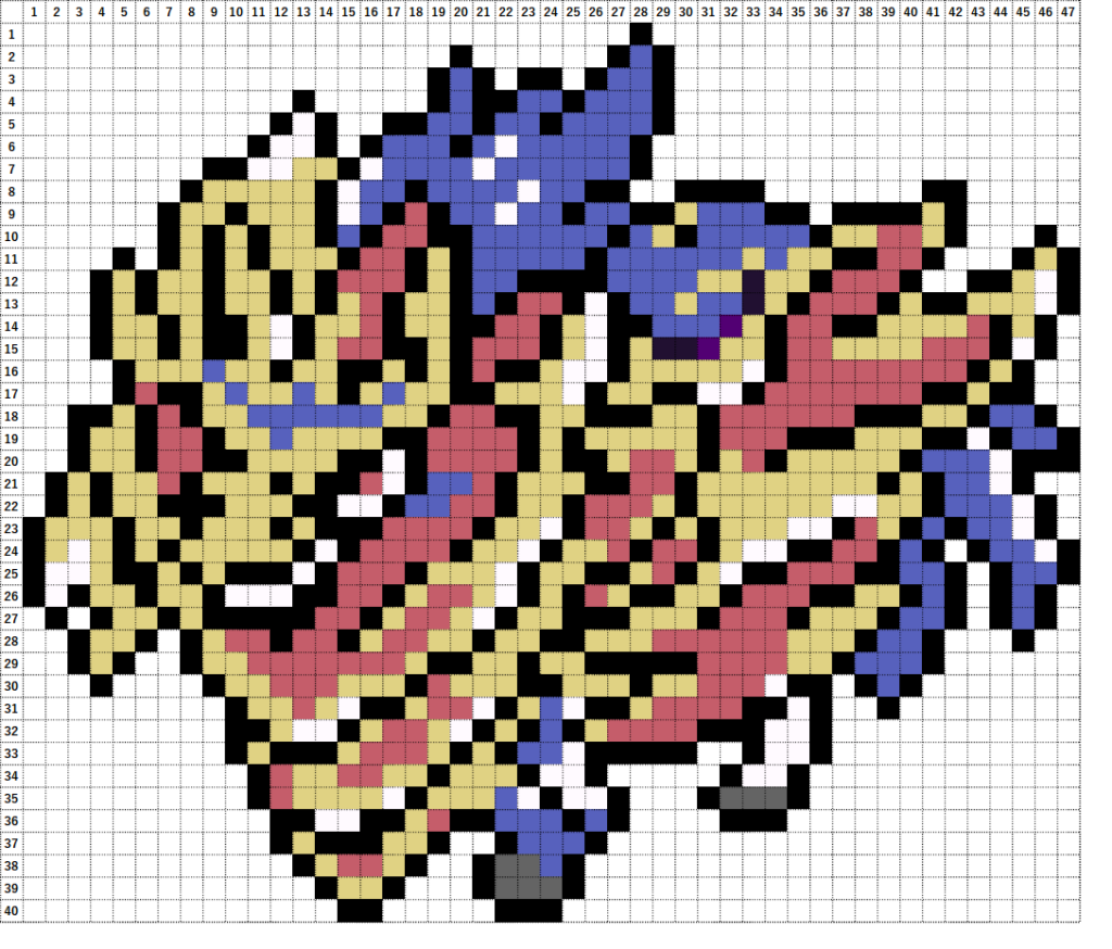 ポケモン ザマゼンタ たてのおう の作り方 アイロンビーズ簡単図案 なやここブログ