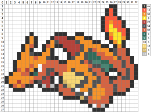 【ポケモン】リザードンの作り方【アイロンビーズ簡単図案】 | なやここブログ